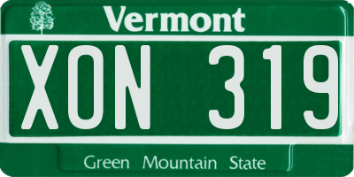 VT license plate XON319