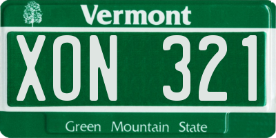 VT license plate XON321