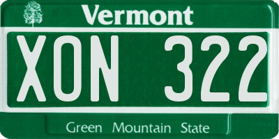VT license plate XON322