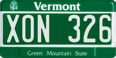 VT license plate XON326