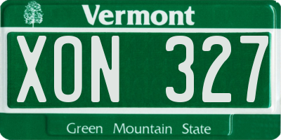 VT license plate XON327