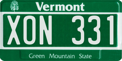 VT license plate XON331