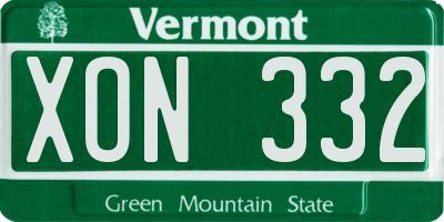VT license plate XON332