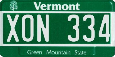 VT license plate XON334