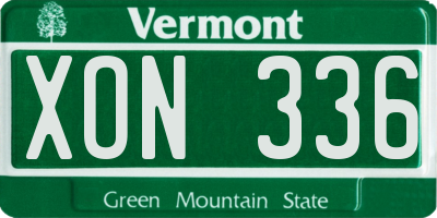 VT license plate XON336