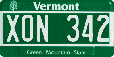 VT license plate XON342