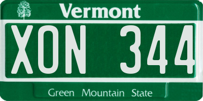 VT license plate XON344