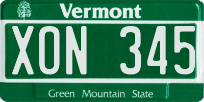 VT license plate XON345