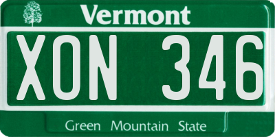 VT license plate XON346