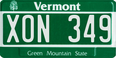 VT license plate XON349