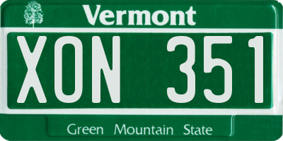 VT license plate XON351