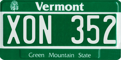 VT license plate XON352