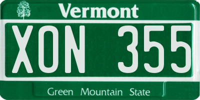 VT license plate XON355