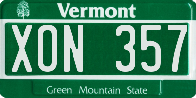 VT license plate XON357