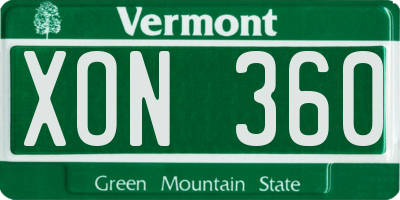 VT license plate XON360