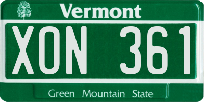 VT license plate XON361