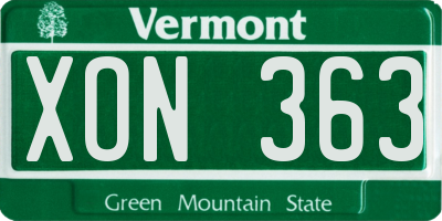VT license plate XON363