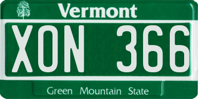 VT license plate XON366