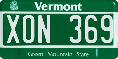VT license plate XON369