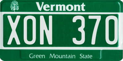 VT license plate XON370