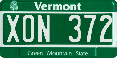 VT license plate XON372