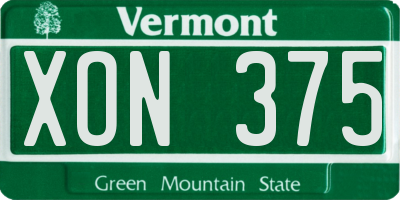 VT license plate XON375