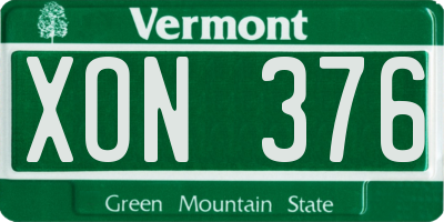 VT license plate XON376