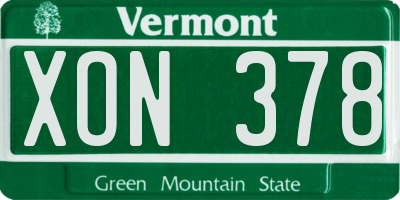 VT license plate XON378