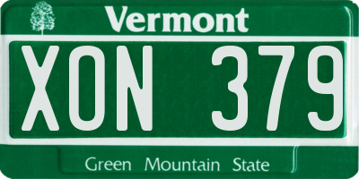 VT license plate XON379