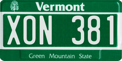 VT license plate XON381