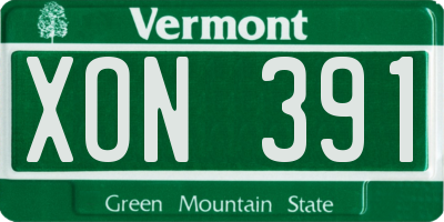 VT license plate XON391