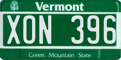VT license plate XON396