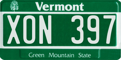 VT license plate XON397