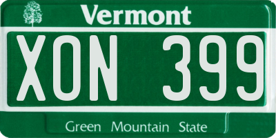 VT license plate XON399