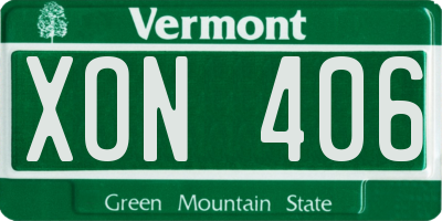 VT license plate XON406