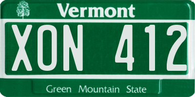 VT license plate XON412