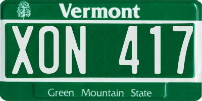 VT license plate XON417