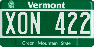VT license plate XON422