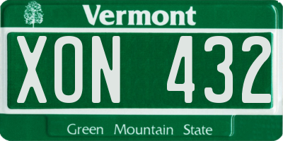 VT license plate XON432