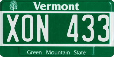 VT license plate XON433