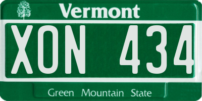VT license plate XON434