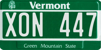 VT license plate XON447