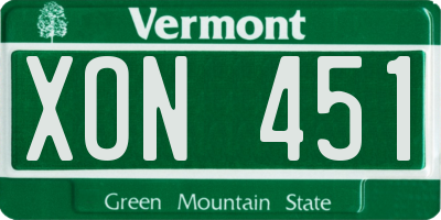VT license plate XON451