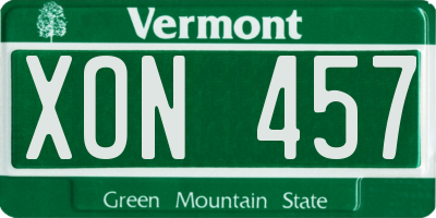 VT license plate XON457