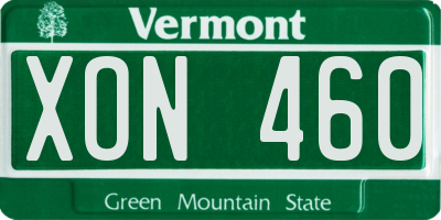 VT license plate XON460