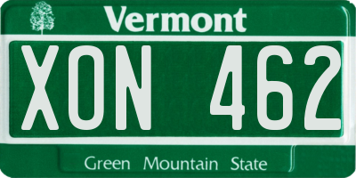 VT license plate XON462