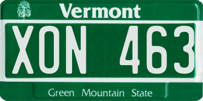 VT license plate XON463