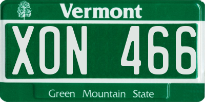 VT license plate XON466