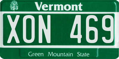 VT license plate XON469
