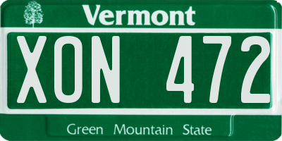 VT license plate XON472